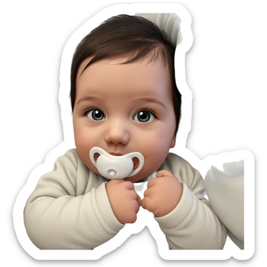 realistic baby girl with pacifier sticker