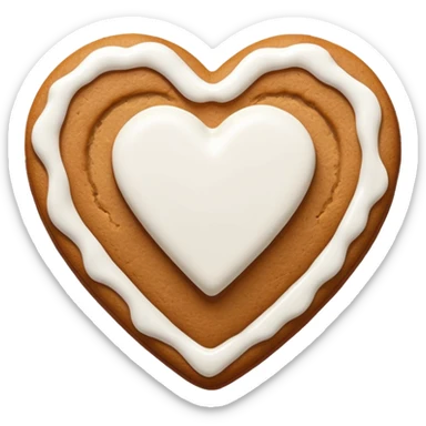 gingerbread heart cookie with white icing sticker