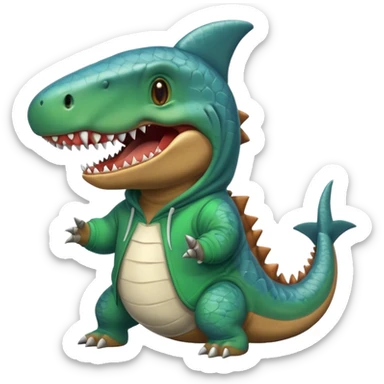 Dino wear shark hoodie sticker
