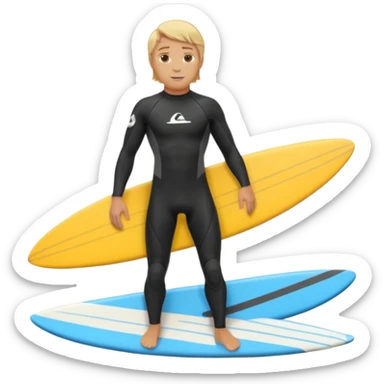 blonde haired white surfer with surfboard  sticker