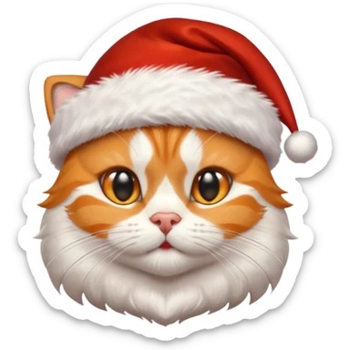 Make me a orange tabby cat with a white chin and a bit of white on the end of his tail and  a Santa hat that looks like 🐱 emoji sticker