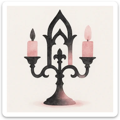 BLACKPINK-inspired gothic object, soft and dramatic, black and pink hues, watercolor style sticker