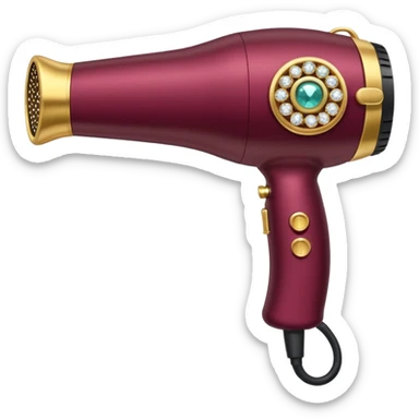 burgundy blow dryer covered in jewelry sticker
