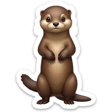 cinematic-noble [otter]-realistic-full-body-standing-emoji,-tail-tucked-close,-head-tilted-dramatically,-sleek-[brown]-fur,-simplified-yet-realistic-focused-features,-highly-detailed,-glowing-with-an-almost-sarcastic-glow  expressive eyes sticker