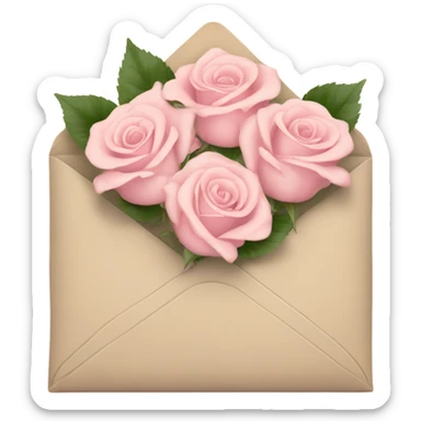 beige envelope with light pink roses sticker