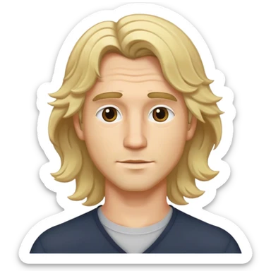 blonde male hair shoulder length wavy blonde with layered cut sticker
