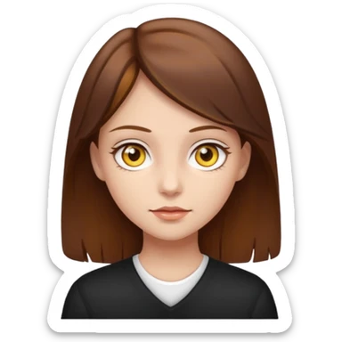 Una chica d Cabello café ojos amarillos piel clara  sticker