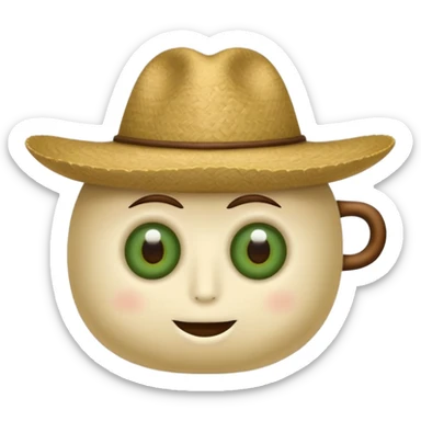 me puedes hacer un emojie para una mascota de mi empresa, la cual es empresa de café, Las carecteristicas son las siguientes: Puede ser un cafecito con forma de nube o un sercito de neblina con sombrero de cafetalero.
Ojos grandes, expresión tranquila.
Colores: beige, café claro, verde oliva sticker