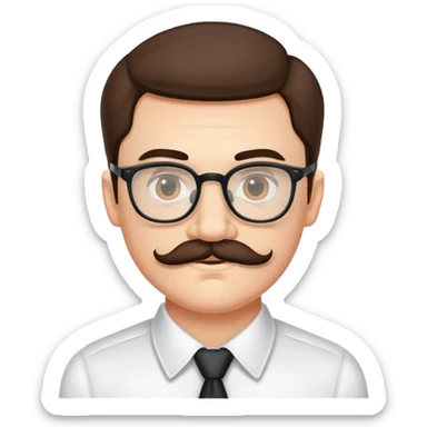 bespectacled and mustached man sticker