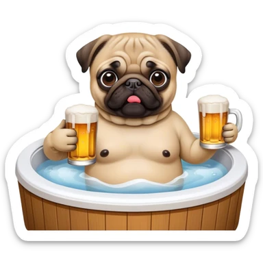 Hot tub pug beer sticker