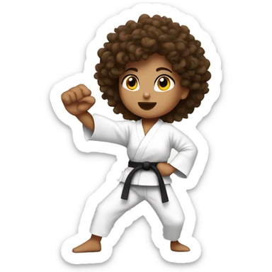 Curly haired brunette girl doing karate stance sticker