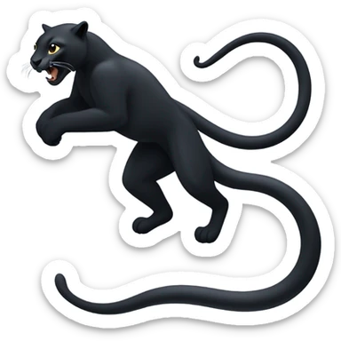 A sleek black puma play with black snake sticker