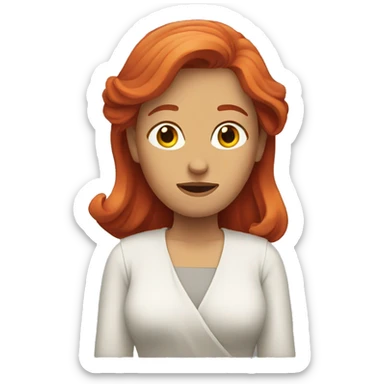 a red haired woman shrug sticker