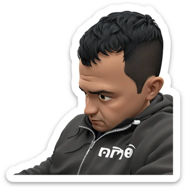 boy with black hair indoors sticker