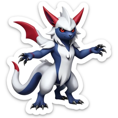 Shiny Colorful Gothic Exotic Badass Cool Absol-Zangoose-Pokémon-Fakémon-hybrid-creature (full body) sticker