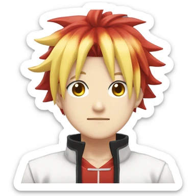 Yukihira soma by foodwars anime. Red spike hairs, yellow eyes and white headband. sticker