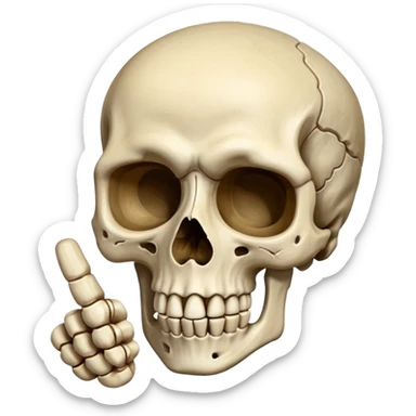 Skeleton head with middle finger up sticker