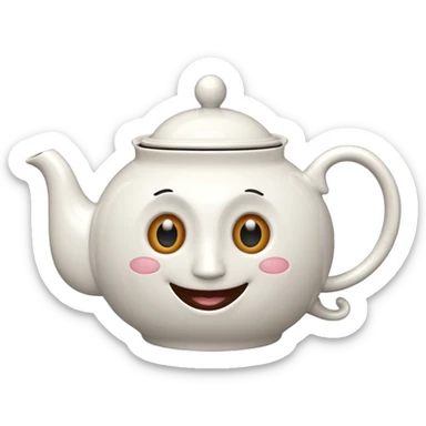 a teapot with eyes and mouth sticker