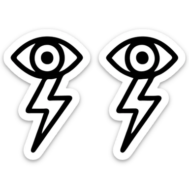A pair of eyes shooting lightnings, icon, outline sticker