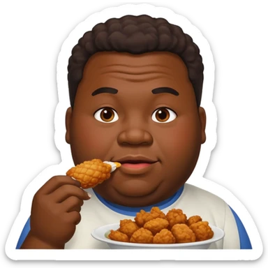 fat black man eating fried chicken  sticker