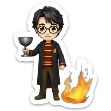 Harry Potter putting the name in the goblet of fire sticker