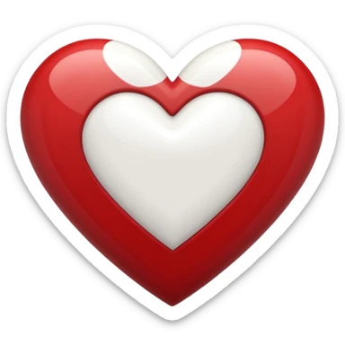Crimson and white heart  sticker