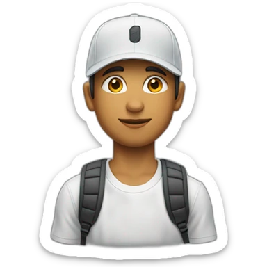 Joven. Moreno, con gorra en su cabeza, Ropa Nike sticker