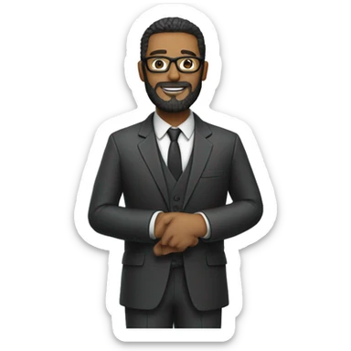 Man with beard and glasses and wearing a suit riding a motorcycle sticker