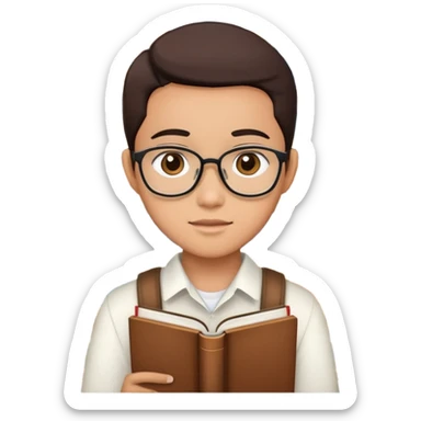 Indonesian student with books studying sticker