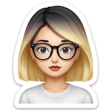 Girl ombre hair black glasses sticker
