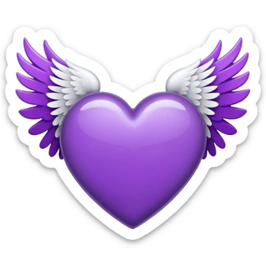 purple heart with white wings sticker