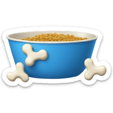 pet food bowl blue with bone on it  sticker