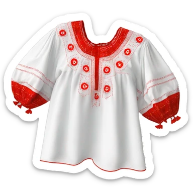  Blouse vyshyvanka, white with red round embodiary on sleeves sticker