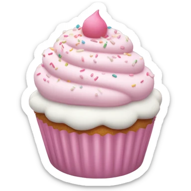 Cupcake with white frosting and pastel pink sprinkles sticker