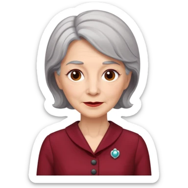 i need an image of a older woman named bonny who is a bind fund manager. where dark red professional dress with grey hair sticker