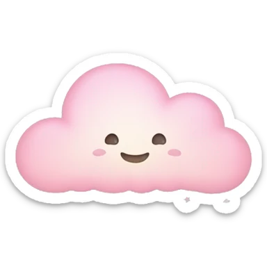 Pastel Pink Cloud "A soft pastel pink cloud with a glowing outline, tiny star and heart sparkles floating around, and a dreamy, surreal look." sticker
