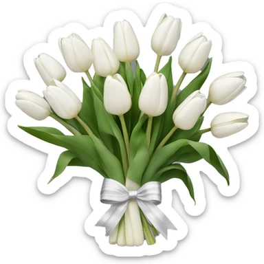 bouquet of white tulips with a bow sticker