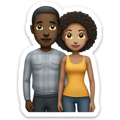 a black man with a lighskin woman sticker