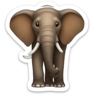 Hairy brown giant elephant with small ears and long tusks sticker