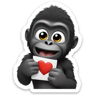heart in gorilla's hand sticker