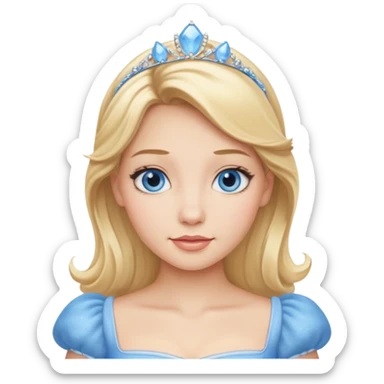 Cinderella with blonde hair, blue eyes, light blue outfit sticker
