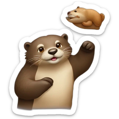 Loutre qui fait un câlin à un ours sticker