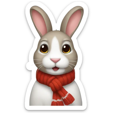 rabit with christmas scarf sticker