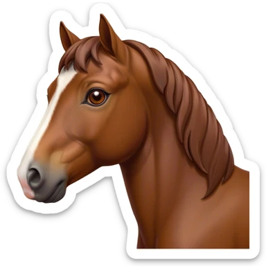 Cinematic Noble Brown Welsh Pony Portrait Emoji, Poised and sturdy, with a well-muscled build draped in a rich, chestnut-brown color, expressive eyes and a gracefully refined head with a gentle, noble profile, Simplified yet sharp and sophisticated features, highly detailed, glowing with a warm, earthy glow, high shine, intelligent and resilient, stylized with an air of pastoral elegance, focused and determined, soft glowing outline, capturing the essence of a watchful and confident brown Welsh pony that appears ready to gallop out of the screen with effortless strength! sticker