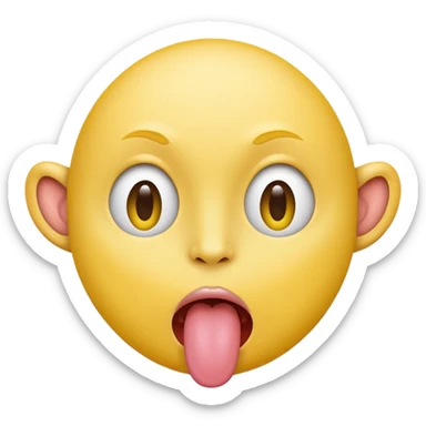 ryellow face with tongue sticking out to the side sticker