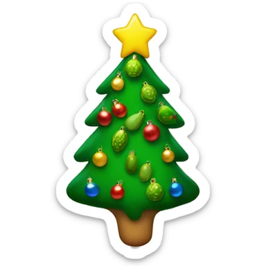 a Christmas tree with pickle ornaments  sticker