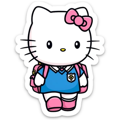 Hello kitty home from school  sticker