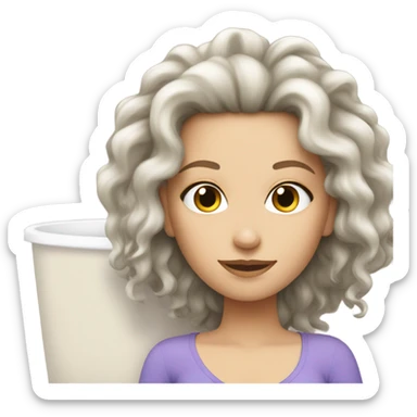 White girl whit waby hair relaxing sticker