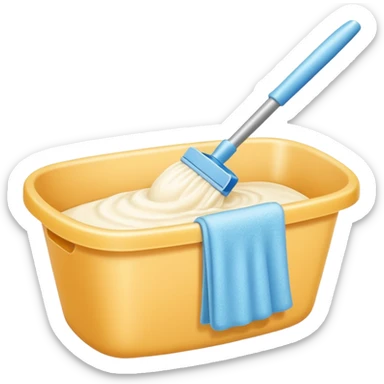 Realistic cleaning essentials with cream color sticker