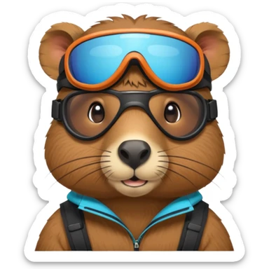 Capibara con lentes para nieve sticker